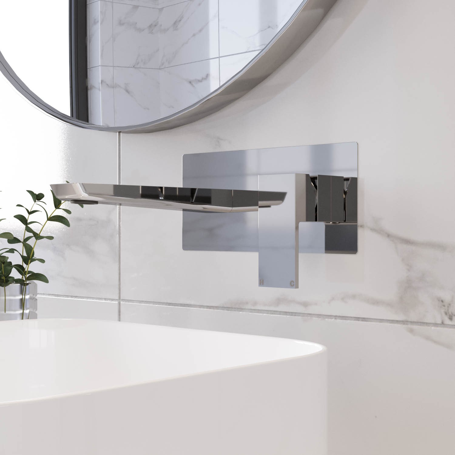 Chrome Wall Mounted Bath Tap - Zana - Image 3