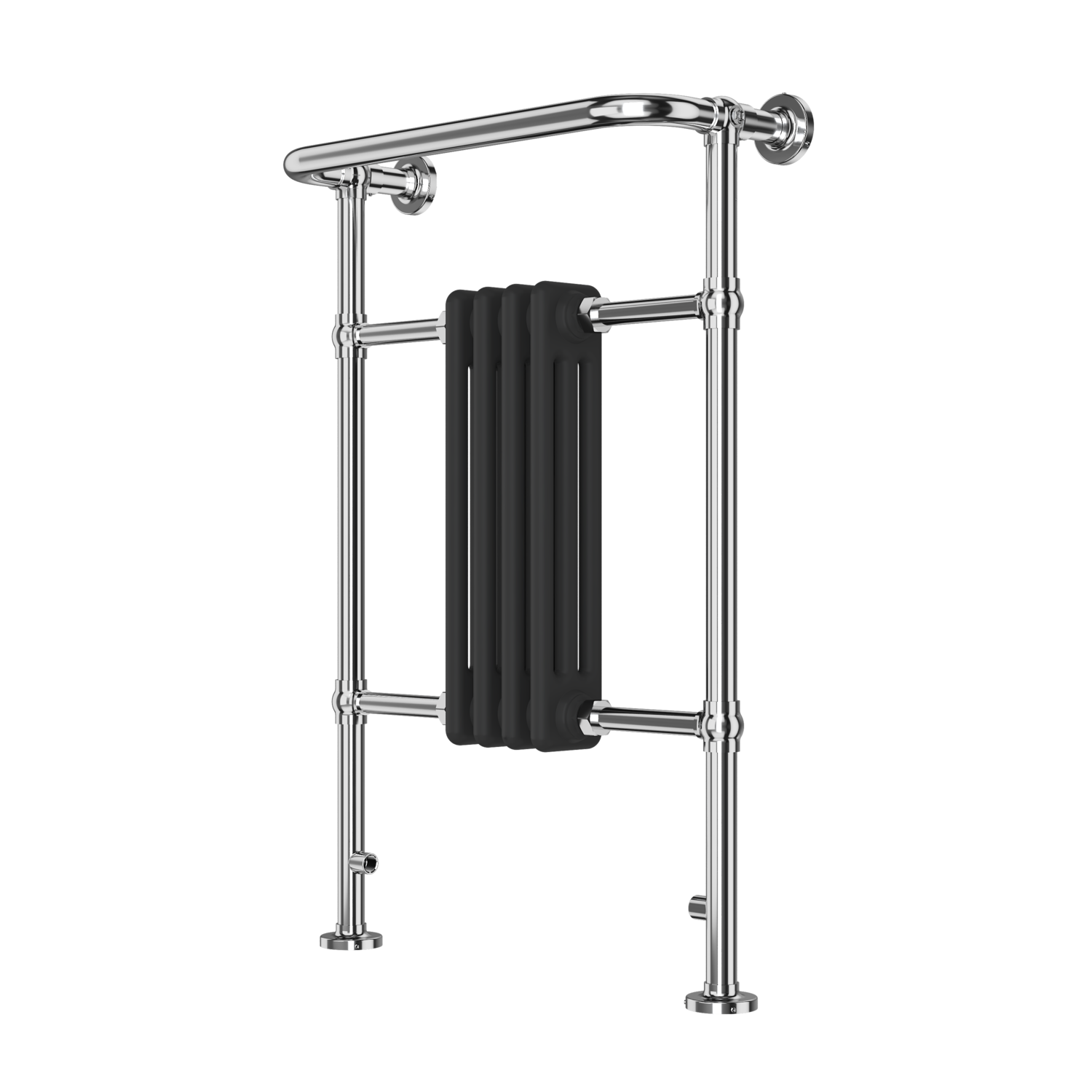 Black and Chrome Traditional Column Radiator with Towel Rail 952 x 479mm - Regent - Image 4