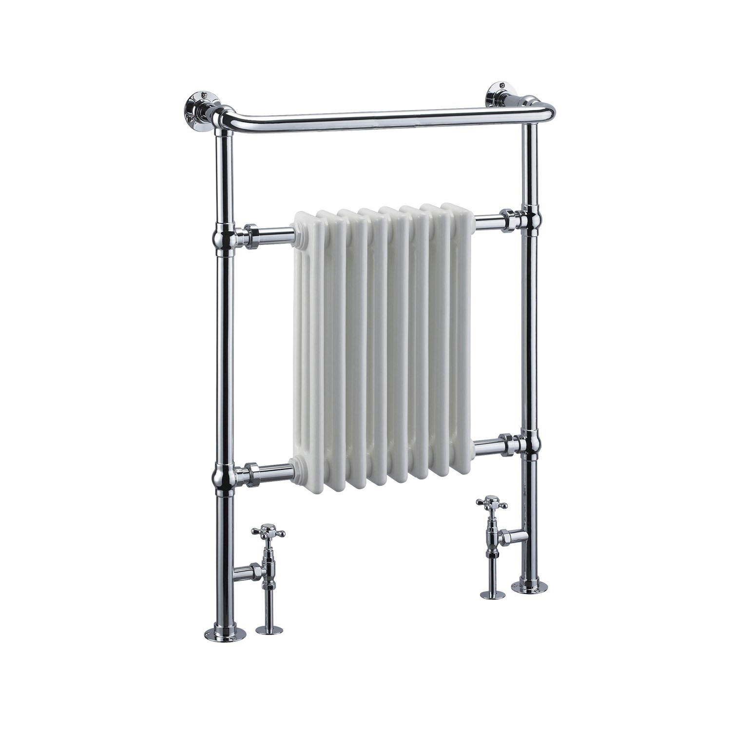 White and Chrome Traditional Column Radiator with Towel Rail 952 x 659mm - Regent - Image 4