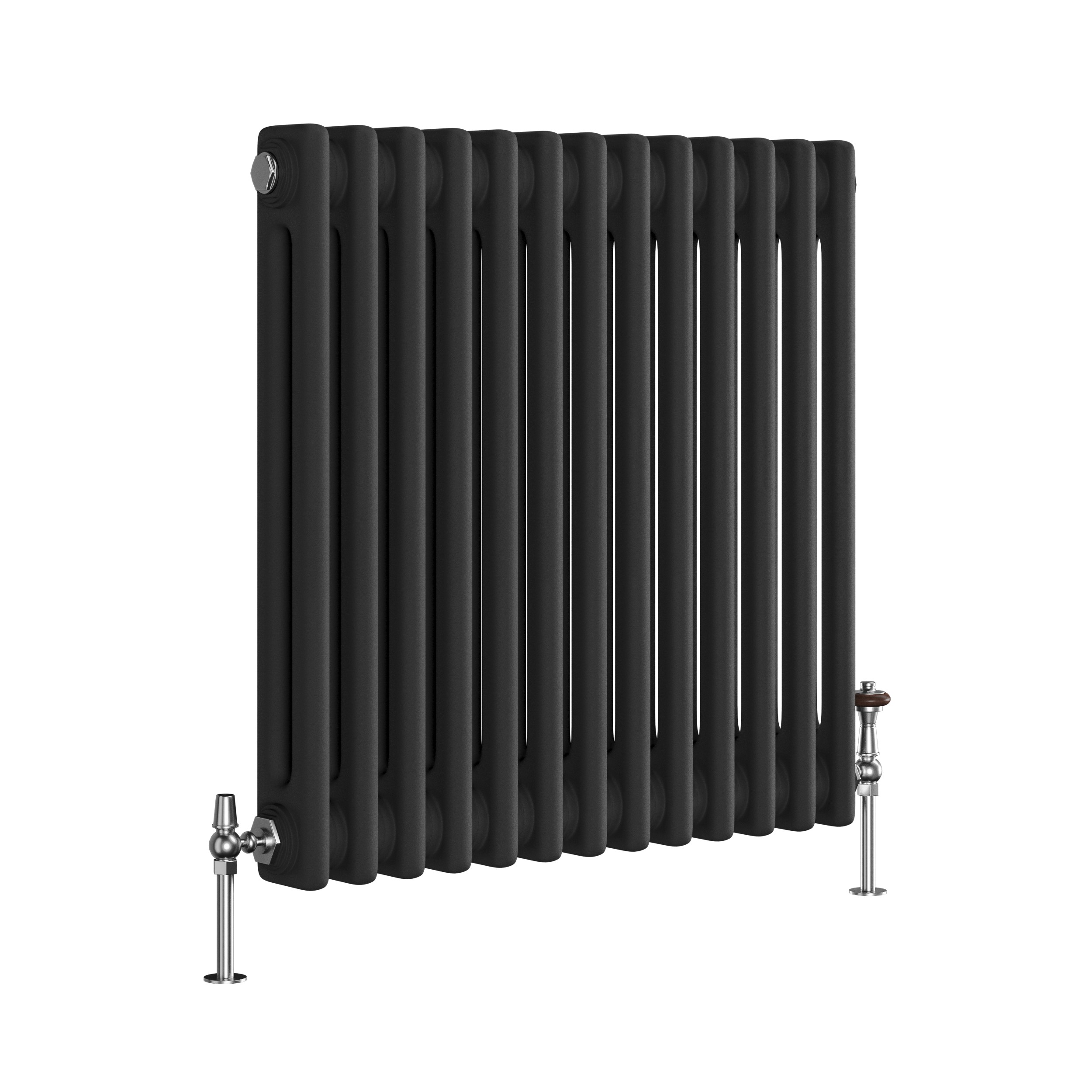 Reggio Midnight Black Horizontal Double Column Traditional Radiator 600x605mm 2045 BTU - Cast Iron Style - Image 3