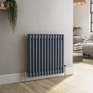 Reggio Anthracite Horizontal Triple Column Traditional Radiator 600x605mm 2586 BTU - Cast Iron Style
