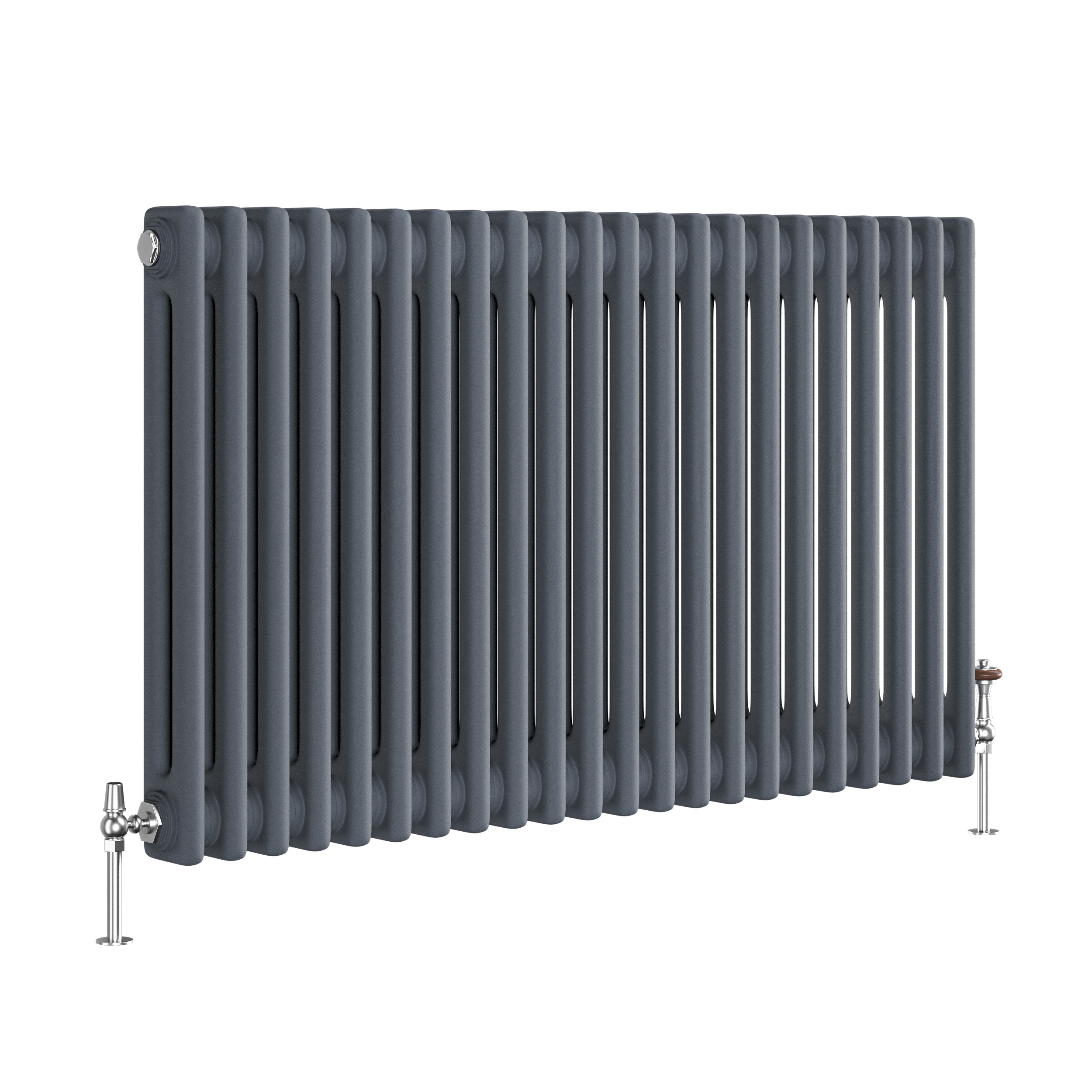 Reggio Anthracite Horizontal Double Column Traditional Radiator 600x1010mm 3462 BTU - Cast Iron Style - Image 3