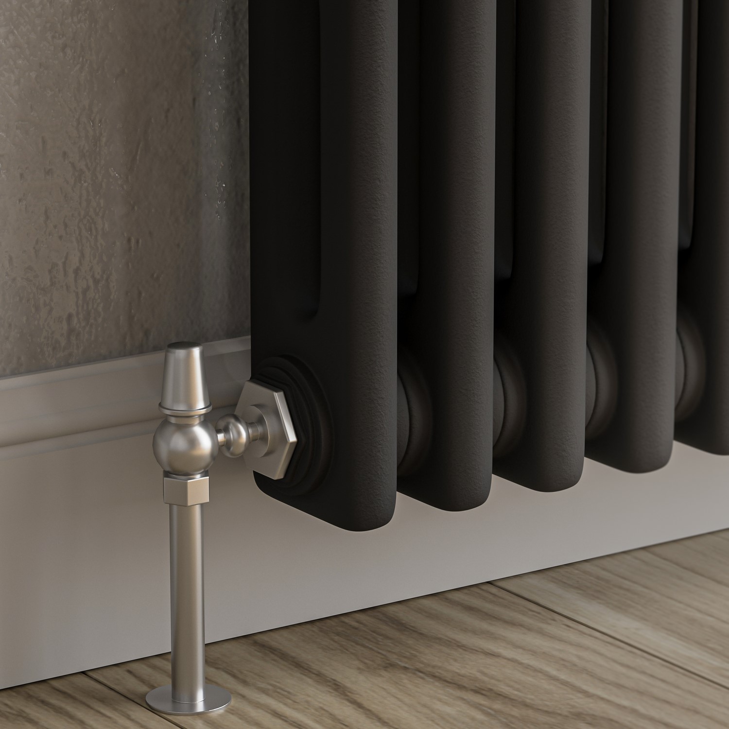 Reggio Midnight Black Horizontal Double Column Traditional Radiator 300x1190mm 2124 BTU - Cast Iron Style - Image 2