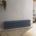 Reggio Anthracite Horizontal Double Column Traditional Radiator 300x1190mm 2124 BTU - Cast Iron Style