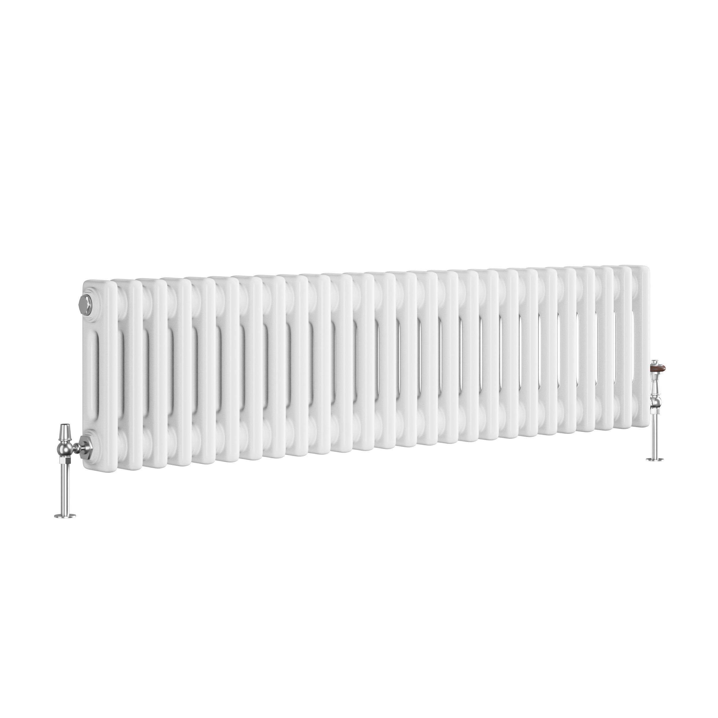 Reggio White Horizontal Double Column Traditional Radiator 300x1190mm 2124 BTU - Cast Iron Style - Image 3