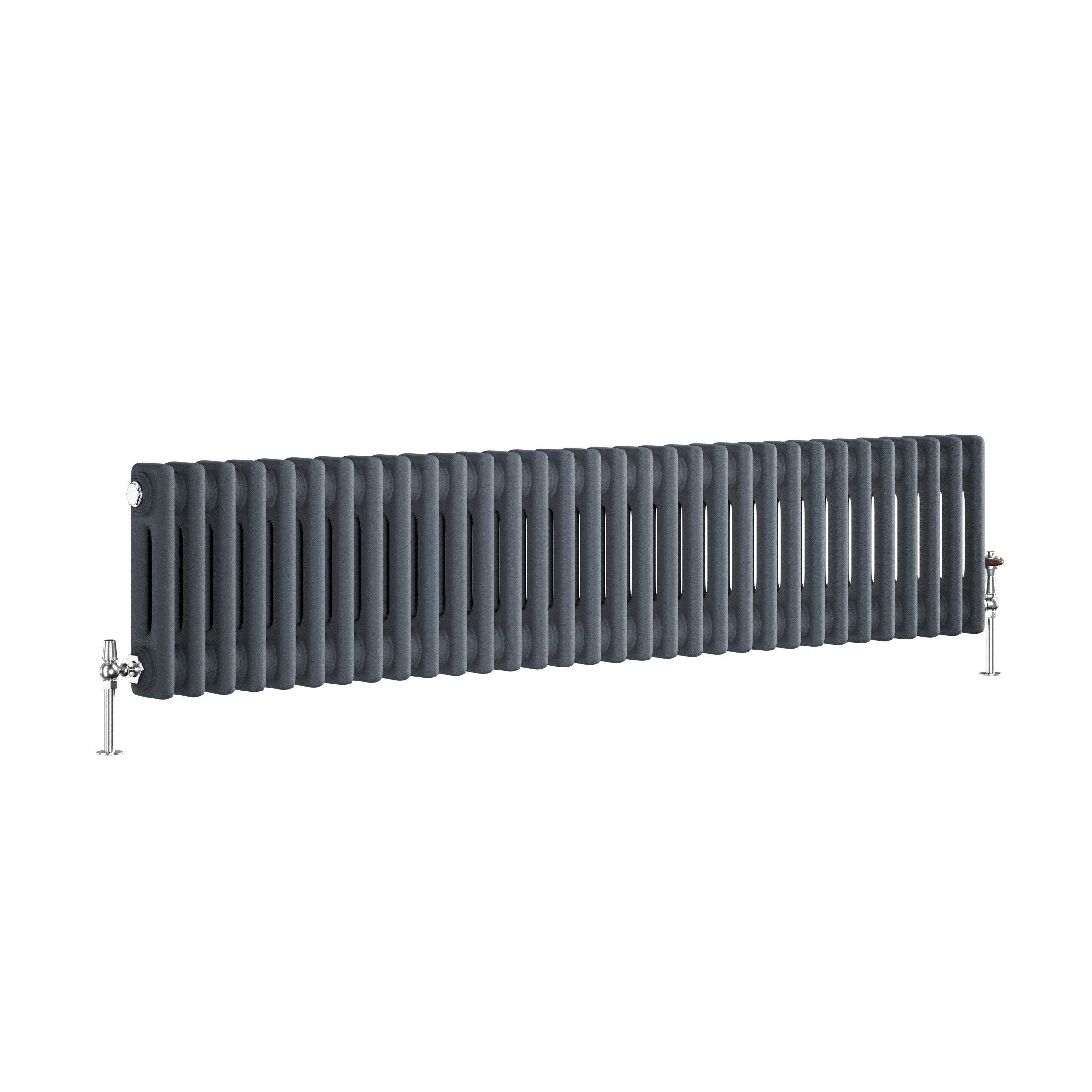 Reggio Anthracite Horizontal Double Column Traditional Radiator 300x1460mm 2614 BTU - Cast Iron Style - Image 3