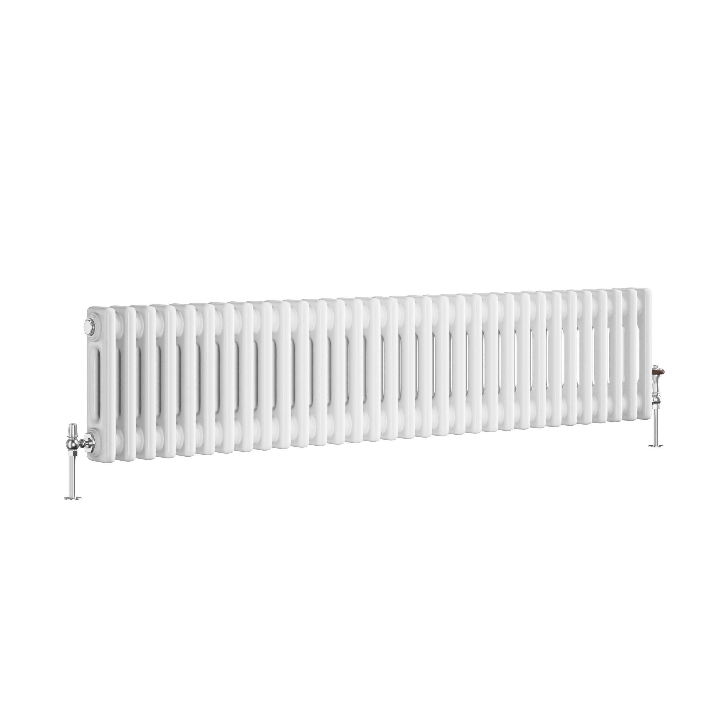 Reggio White Horizontal Double Column Traditional Radiator 300x1460mm 2614 BTU - Cast Iron Style - Image 3
