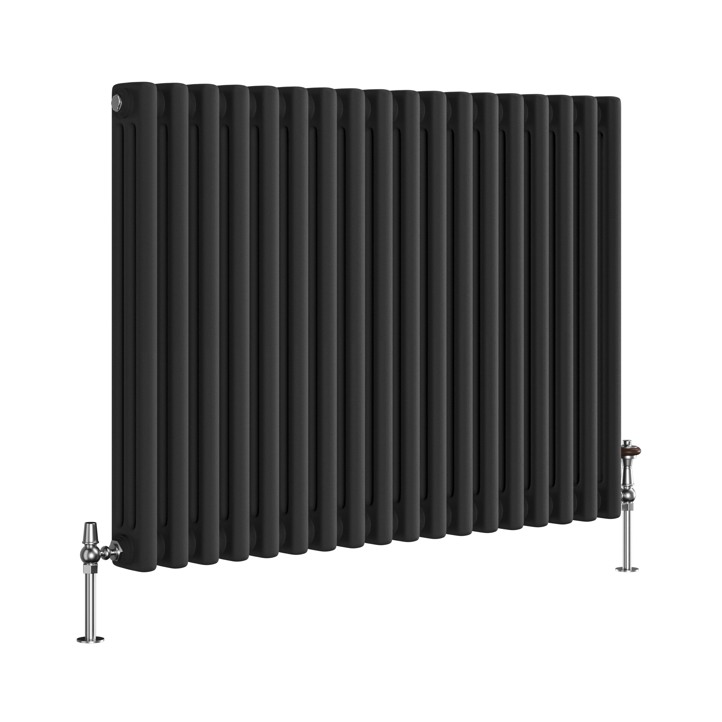 Reggio Midnight Black Horizontal Triple Column Traditional Radiator 600x830mm 3581 BTU - Cast Iron Style - Image 3