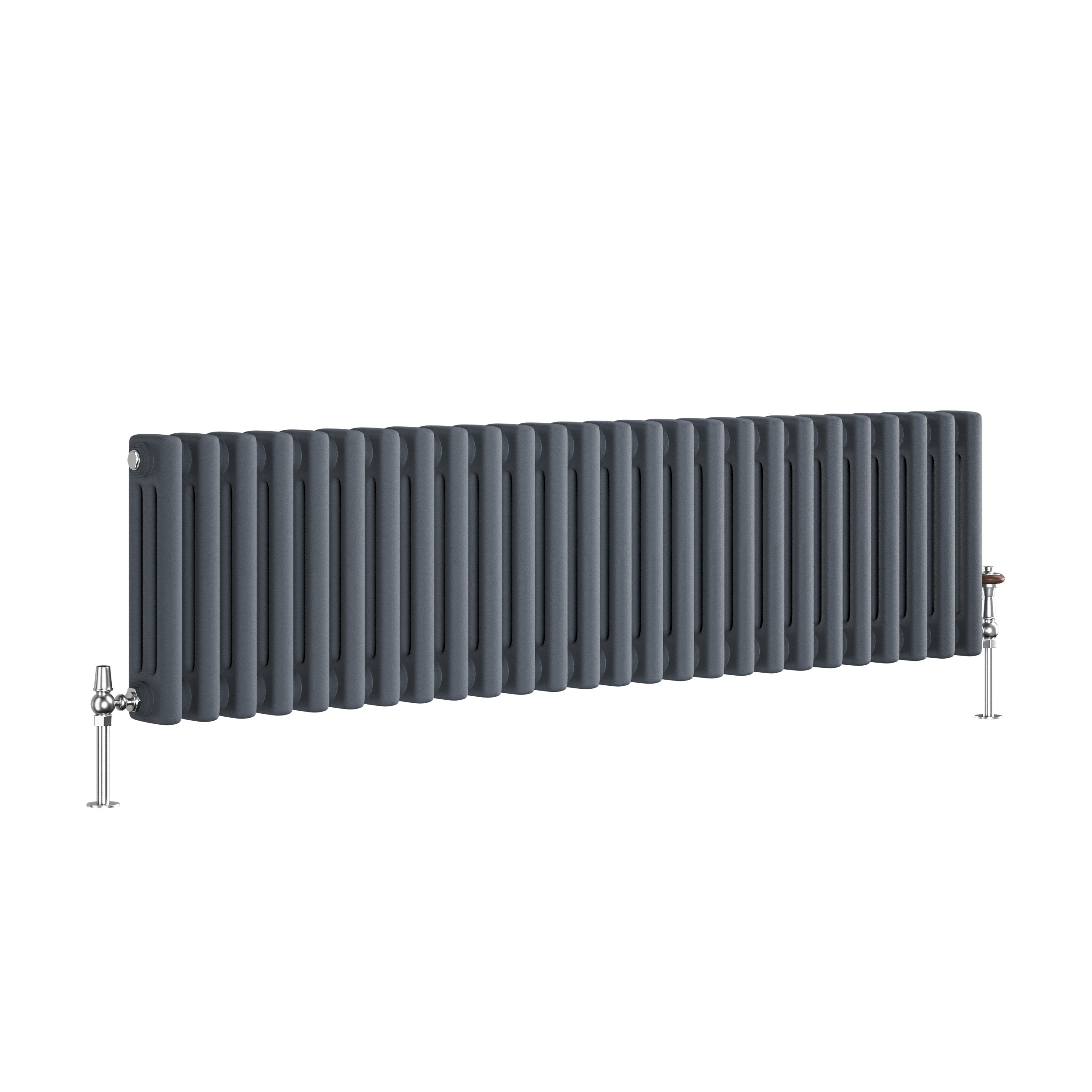 Reggio Anthracite Horizontal Triple Column Traditional Radiator 300x1190mm 2682 BTU - Cast Iron Style - Image 3