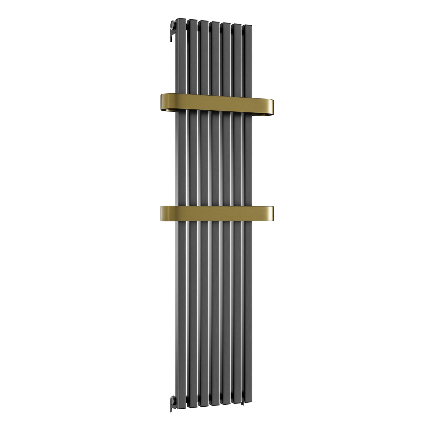 Gunmetal Vertical Single Panel Radiator with Brass Towel Bars 1600 x 500mm - Iraya - Image 5