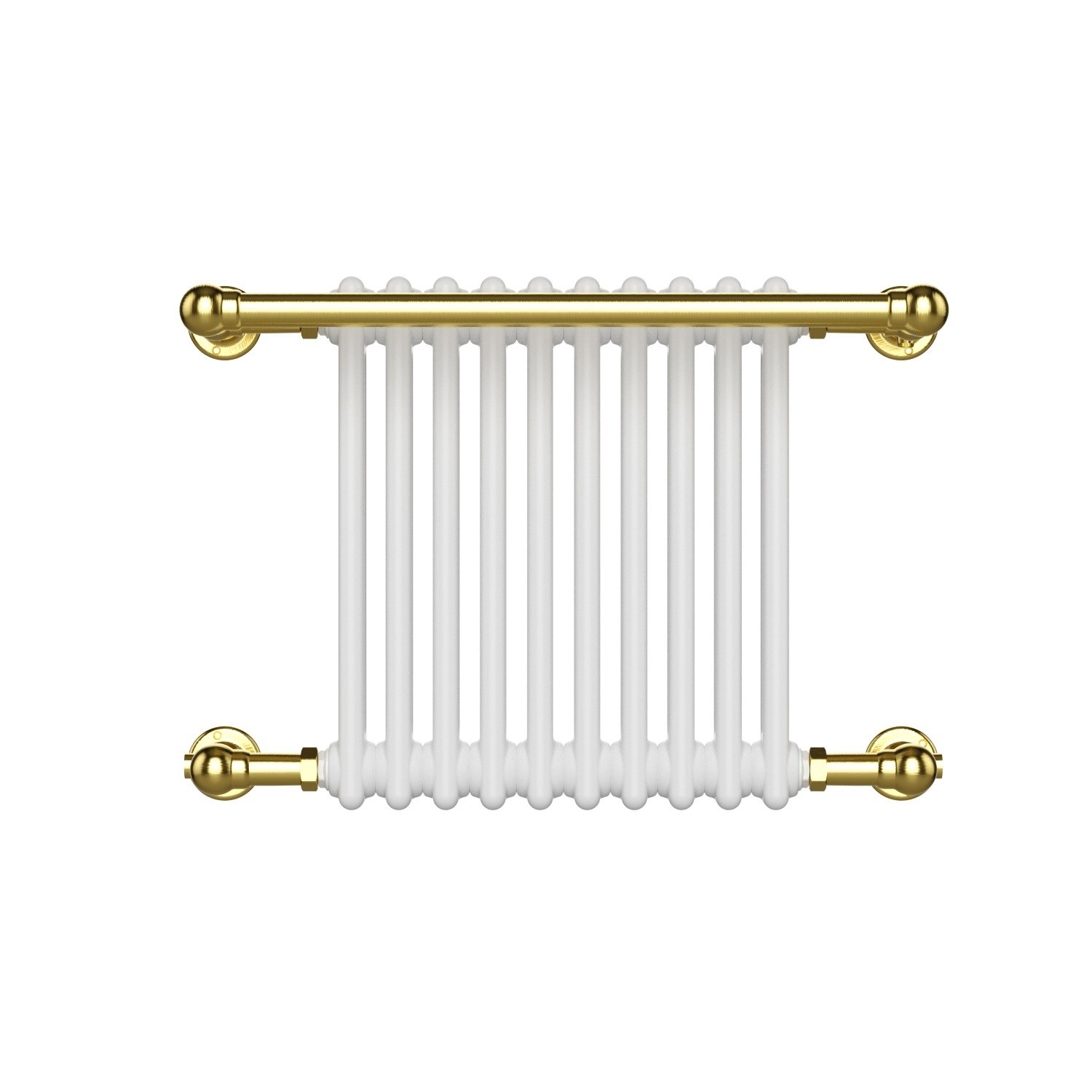 White and Brass Traditional Column Radiator with Towel Rail 510 x 740mm - Regent - Image 4