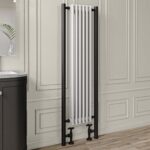 White and Black Vertical Traditional Column Radiator 1600 x 480mm- Regent