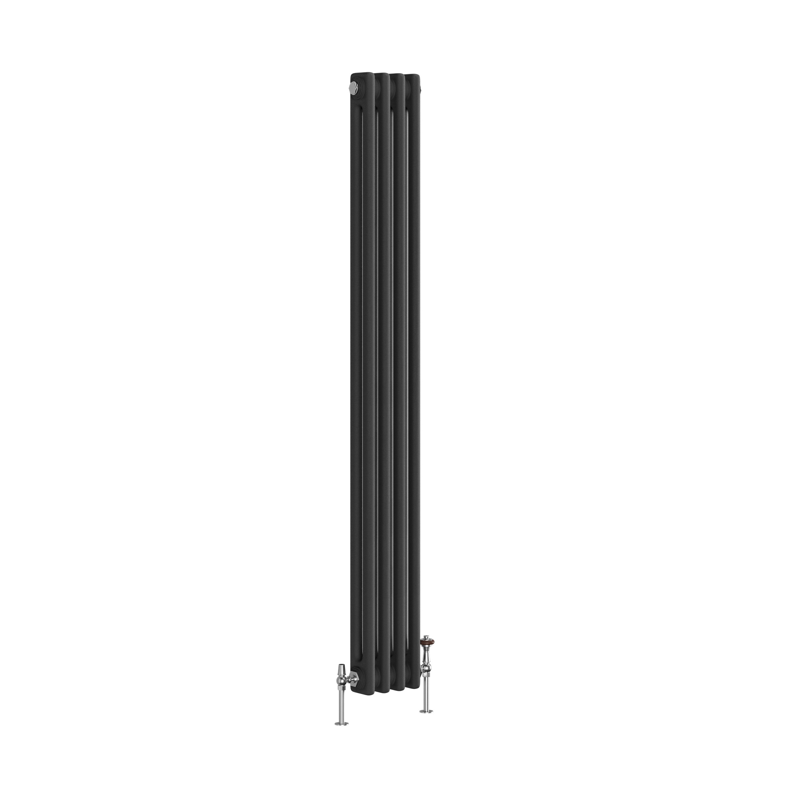 Reggio Midnight Black Vertical Double Column Traditional Radiator 1500x200mm 1486 BTU - Cast Iron Style - Image 3