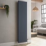 Reggio Anthracite Vertical Triple Column Traditional Radiator 1500x200mm 1875 BTU - Cast Iron Style