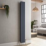 Reggio Anthracite Vertical Double Column Traditional Radiator 1500x200mm 1486 BTU - Cast Iron Style