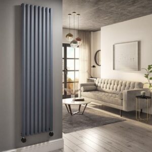 Anthracite Vertical Smart Electric Radiator with Wi-Fi Thermostat - 2400W - H1800xW472mm - Bathroom Safe