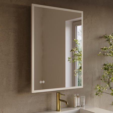 Rectangular Heated Bathroom Mirror with Lights Shaver Socket & Bluetooth Speaker 800 x 600mm - Divine - Image 2