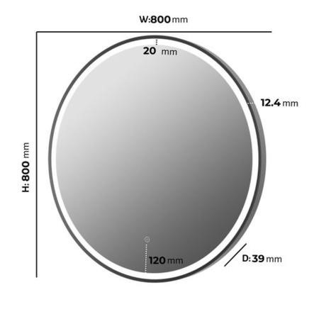 Round Black Heated Bathroom Mirror with Lights 800mm - Antares - Image 6
