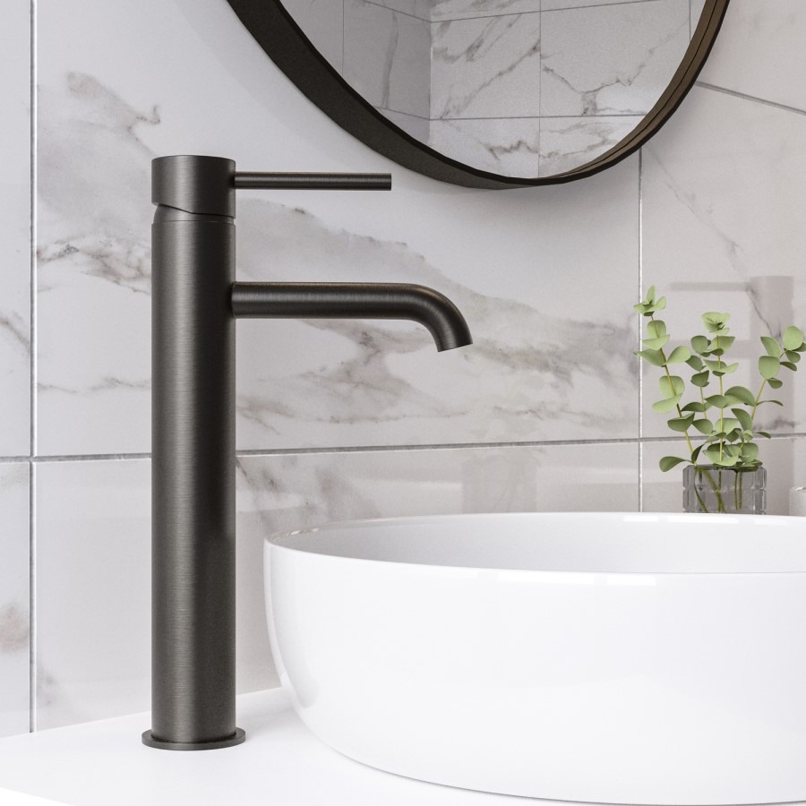 Gunmetal Tall Mono Basin Mixer Tap - Arissa