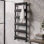 Black Towel Radiator with Hooks 1200 x 500mm - Arizona
