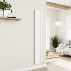 Eco Eleganza White Vertical Flat Designer Aluminium Radiator 1800x300mm Single Panel 2258 BTU