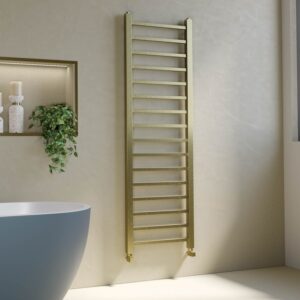 Brass Towel Radiator 1600 x 500mm with Pipe Kit and Straight Valves - Sonoran