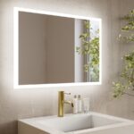 Rectangular Heated Bathroom Mirror with Lights Shaver Socket & Bluetooth Speaker 700 x 500mm - Divine