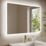 Rectangular Heated Bathroom Mirror with Lights Shaver Socket & Bluetooth Speaker 1200 x 800mm - Divine