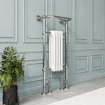 White and Chrome Traditional Column Radiator with Towel Rail 952 x 479mm - Regent