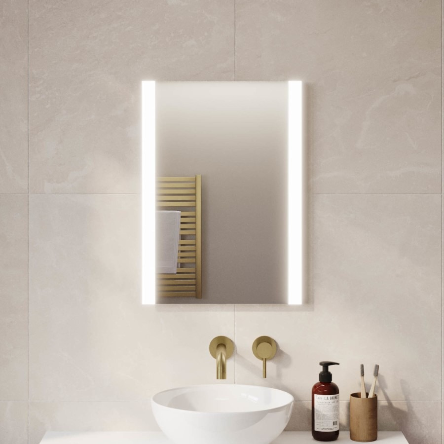 Rectangular Heated Bathroom Mirror with Lights & Shaver Socket 600 x 800mm -Pegasus