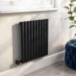 Midnight Black Horizontal Smart Electric Radiator with Wi-Fi Thermostat - 600W - H600xW590mm - Bathroom Safe