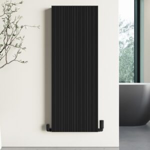 Black Designer Fluted Vertical Radiator 1200 x 440mm - Laguna