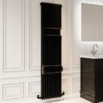 Vertical Black Column Radiator with Towel Bars 1800 x 460mm - Nevis