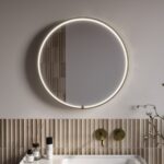 Round Brass Heated Bathroom Mirror with Lights 600mm - Nyx
