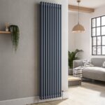 Reggio Anthracite Vertical Double Column Traditional Radiator 1800x470mm 4399 BTU - Cast Iron Style