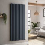 Riace Anthracite Vertical Flat Designer Radiator 1600x680mm Double Panel 6145 BTU