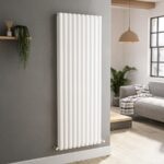 Sorrento White Vertical Oval Designer Radiator 1600x590mm Double Panel 5585 BTU