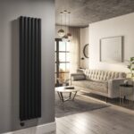 Midnight Black Vertical Smart Electric Radiator with Wi-Fi Thermostat - 1200W - Double Panel H1600xW354mm - Bathroom Safe