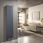 Anthracite Vertical Smart Electric Radiator with Wi-Fi Thermostat - 1200W - Double Panel H1600xW354mm - Bathroom Safe