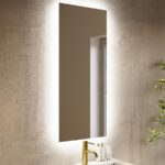 Rectangular Backlit Heated Bathroom Mirror with Lights – 900 x 420mm - Vela