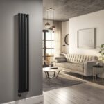 Midnight Black Vertical Smart Electric Radiator with Wi-Fi Thermostat - 1000W - H1600xW236mm - Bathroom Safe
