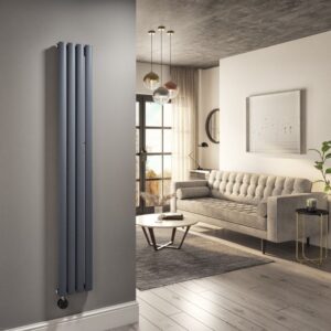 Anthracite Vertical Smart Electric Radiator with Wi-Fi Thermostat - 1000W - H1600xW236mm - Bathroom Safe