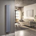 Light Grey Vertical Smart Electric Radiator with Wi-Fi Thermostat - 1000W - H1600xW236mm - Bathroom Safe