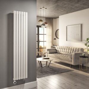 White Vertical Smart Electric Radiator with Wi-Fi Thermostat - 1000W - H1600xW354mm - Bathroom Safe