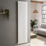 Sorrento White Vertical Oval Designer Radiator 1800x472mm Single Panel 3373 BTU