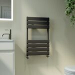 Riace Midnight Black Vertical Flat Towel Radiator 650x400mm Single Panel 870 BTU