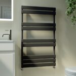 Riace Midnight Black Vertical Flat Towel Rail Radiator 1000x600mm Single Panel 1712 BTU