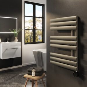 Antique Brass Smart Electric Towel Radiator with Wi-Fi Thermostat - 600W - H650xW450mm - Bathroom Safe