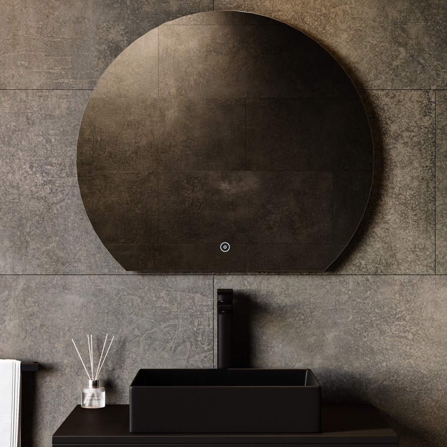 Half Circle Backlit Heated Bathroom Mirror with Lights 800 x 700mm - Ara - Image 2