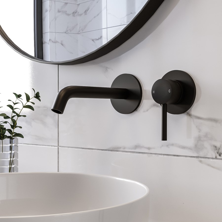 Black Wall Mounted Basin Mixer Tap - Arissa - Image 2